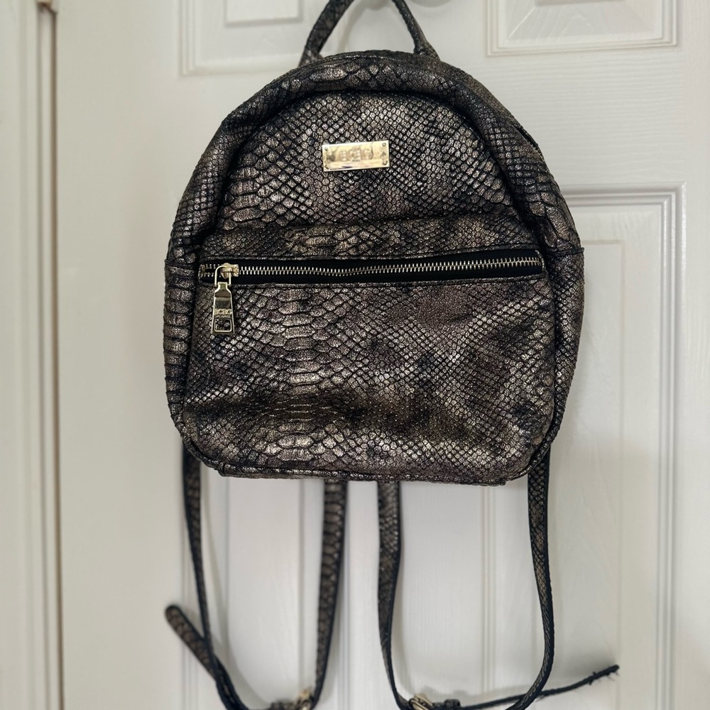 BCBG Black and Gray Snakeskin Backpack
